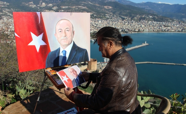 Azeri ressam Çavuşoğlu’nun portresini çizdi