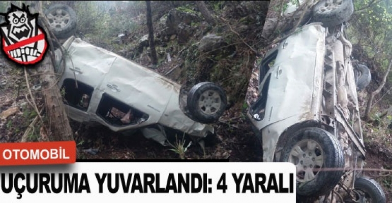 Otomobil uçuruma yuvarlandı : 4 yaralı