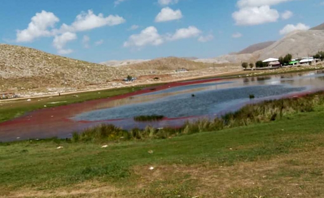 Ürperten manzara: göl kırmızıya büründü