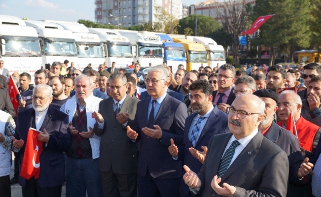 Aydın’dan, Elazığ ve İdlib’e 28 tırlık yardım malzemesi konvoyu yola çıktı