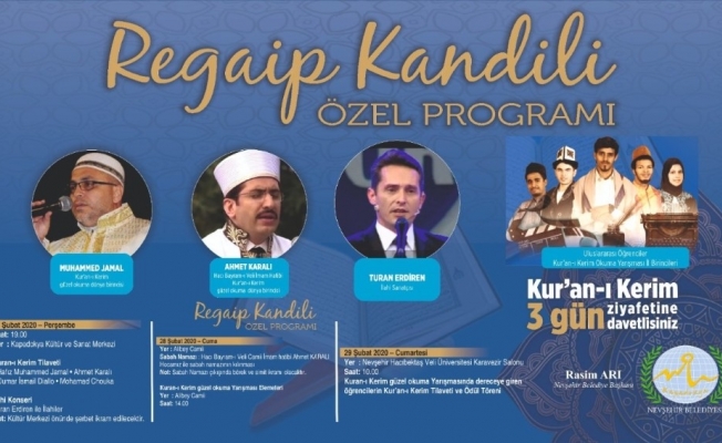 Nevşehir Belediyesi, ‘Regaip Kandili özel programı’ ile Kur’an-ı Kerim ziyafeti sunacak