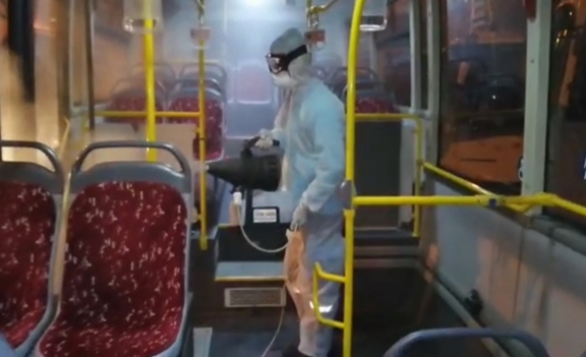 Alanya’da toplu taşımaya korona dezenfektesi