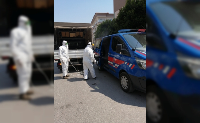 Alanya Belediyesi jandarma araçlarını dezenfekte etti