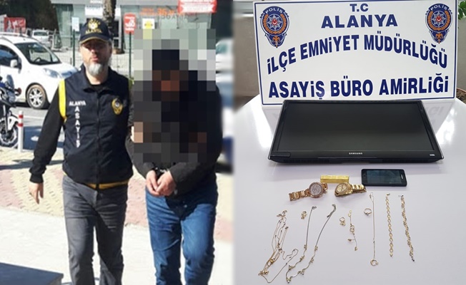 Alanya’da 5 ayrı villadan hırsızlık yapan şüpheli tutuklandı