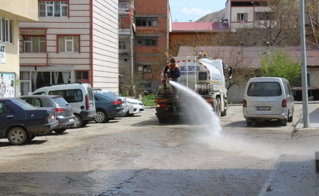Oltu Belediyesi temizlik ekipleri yasağı fırsata çevirdi