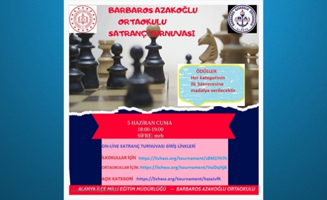 Alanya'da online satranç turnuvası başlıyor