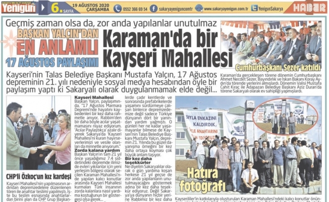 Başkan Yalçın’ın paylaşımı Sakarya’da yankı buldu