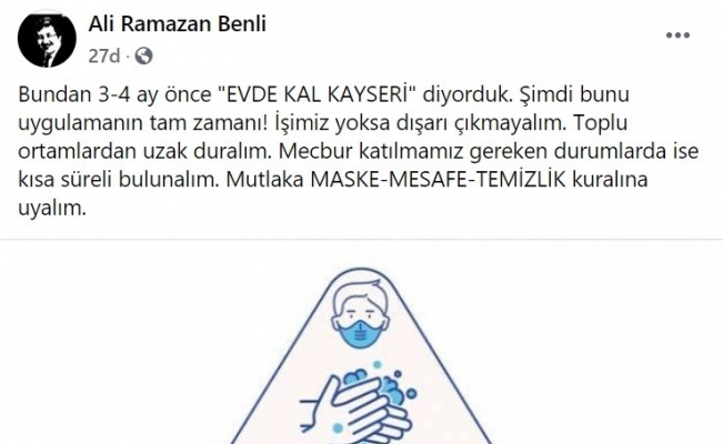 İl Sağlık Müdürü Benli, "İşimiz yoksa dışarı çıkmayalım"