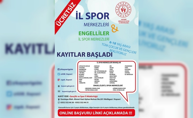 İl Spor merkezleri’ne kayıtlar online olarak yapılıyor