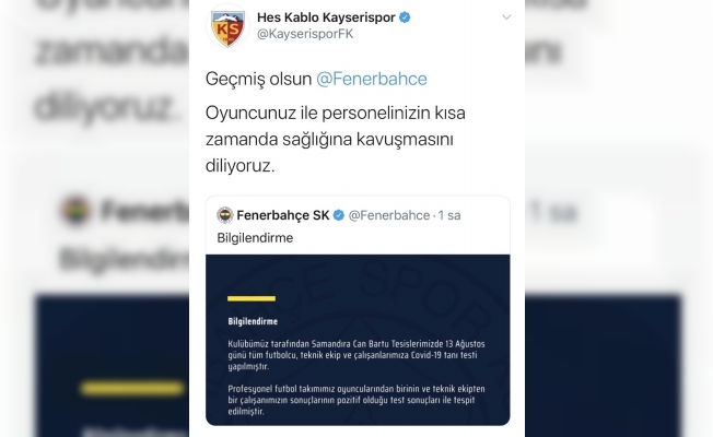 Kayserispor’dan Fenerbahçe’ye geçmiş olsun mesajı