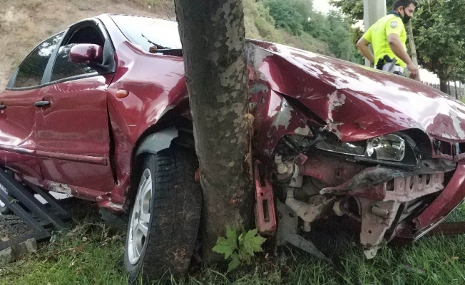 Samsun’da otomobil korkuluklara ve ağaca çarptı: 1 yaralı