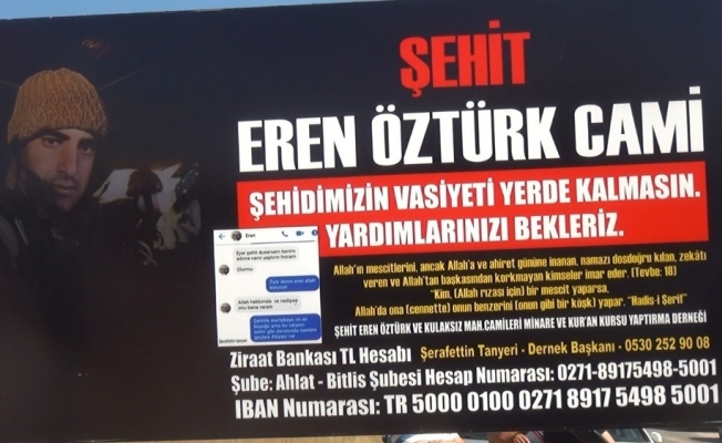 Hayırsever iş adamı Peker, şehidin cami vasiyetine sahip çıktı