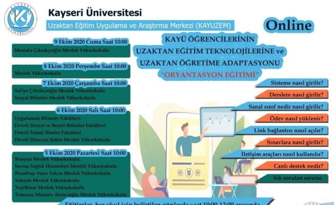 Kayseri Üniversitesi, öğrencilerine Uzaktan Eğitime Uyum Oryantasyon Eğitimi verecek