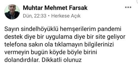 Muhtardan Dolandırıcılık Uyarısı