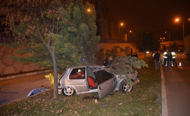 Ağaca çarpan aracın sürücüsü hayatını kaybetti