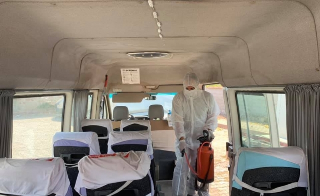 Keskin’de toplu taşıma araçları dezenfekte ediliyor