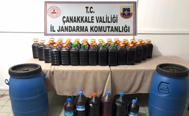 Bayramiç’te 305 litre bandrolsüz içki ele geçirildi