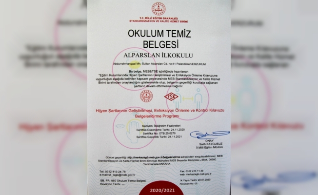 Erzurum’da 504 Okul “Okulum Temiz” belgesi aldı