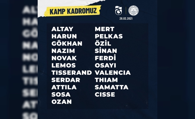 Fenerbahçe’de Trabzonspor maçının kamp kadrosu açıklandı