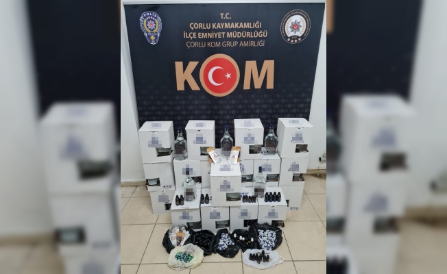 Tekirdağ’da market operasyonunda 172 litre kaçak içki bulundu