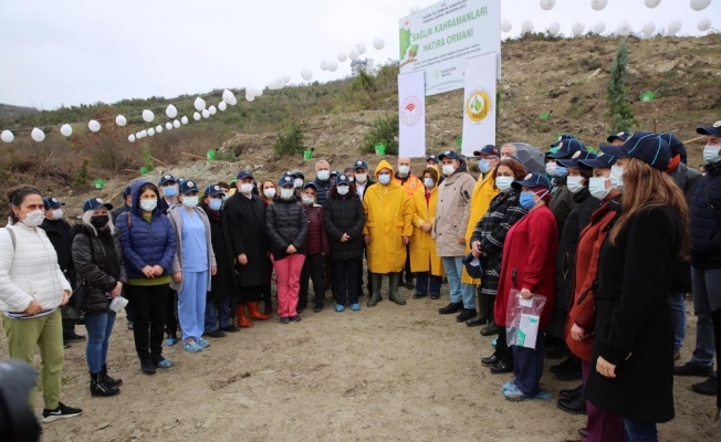 Sağlık çalışanları adına 800 fidan toprakla buluşturuldu