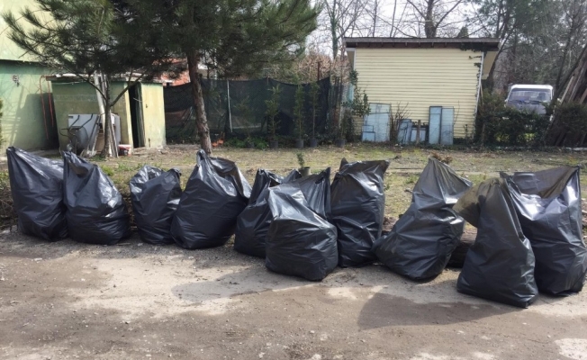 Sapanca Gölü çevresinden 10 poşet çöp toplandı