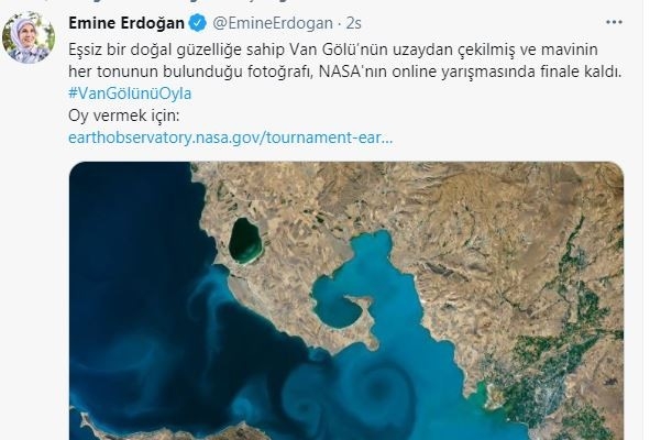 Emine Erdoğan’dan Van Gölü fotoğrafına destek