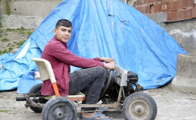 Giresun’da 16 yaşındaki genç hurda parçalardan ve jeneratör motorundan 4 tekerlekli araç yaptı