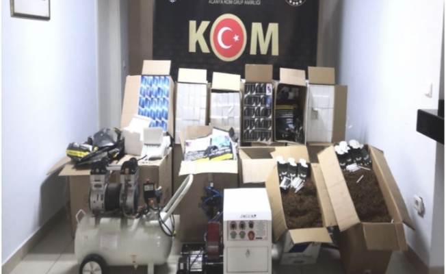 Alanya’da polisten kaçak tütün ve makaron operasyonu