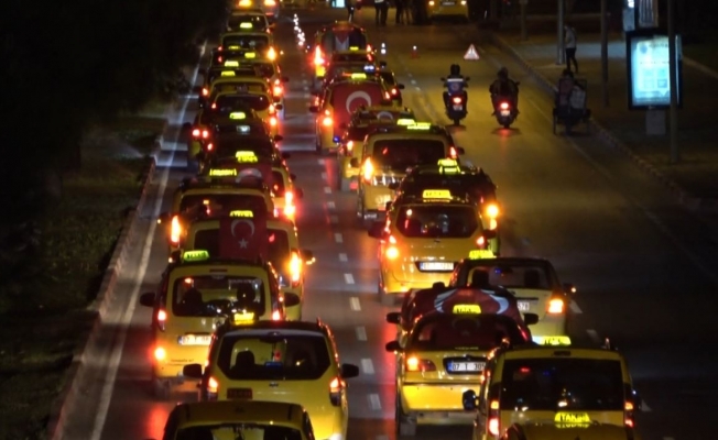 Antalya’da taksicilerden İsrail’i kınama konvoyu