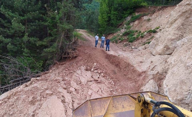 Cide’de yaşanan heyelan yolu kapattı