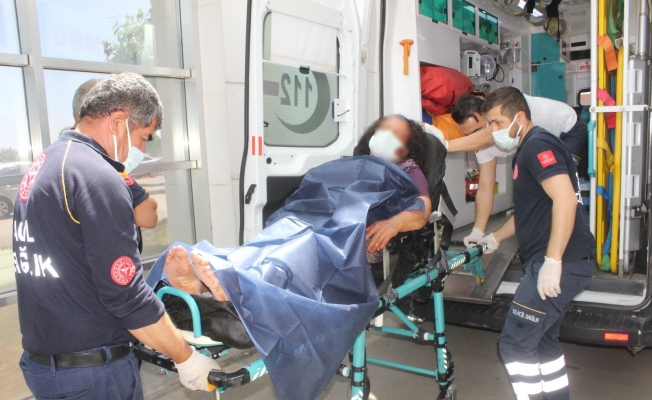 Cinnet getiren şahıs karısını satırla hastanelik etti