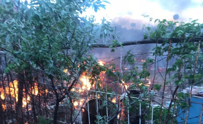 Müstakil evin bahçesinde çıkan yangın söndürüldü
