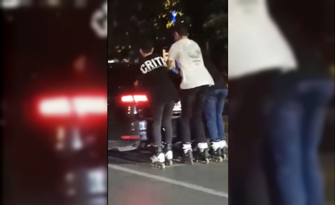 (Özel) Patenli gençlerin tehlikeli yolculuğu kamerada