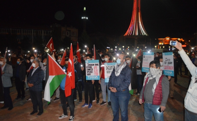 Tavşanlı halkı İsrail’i protesto için toplandı