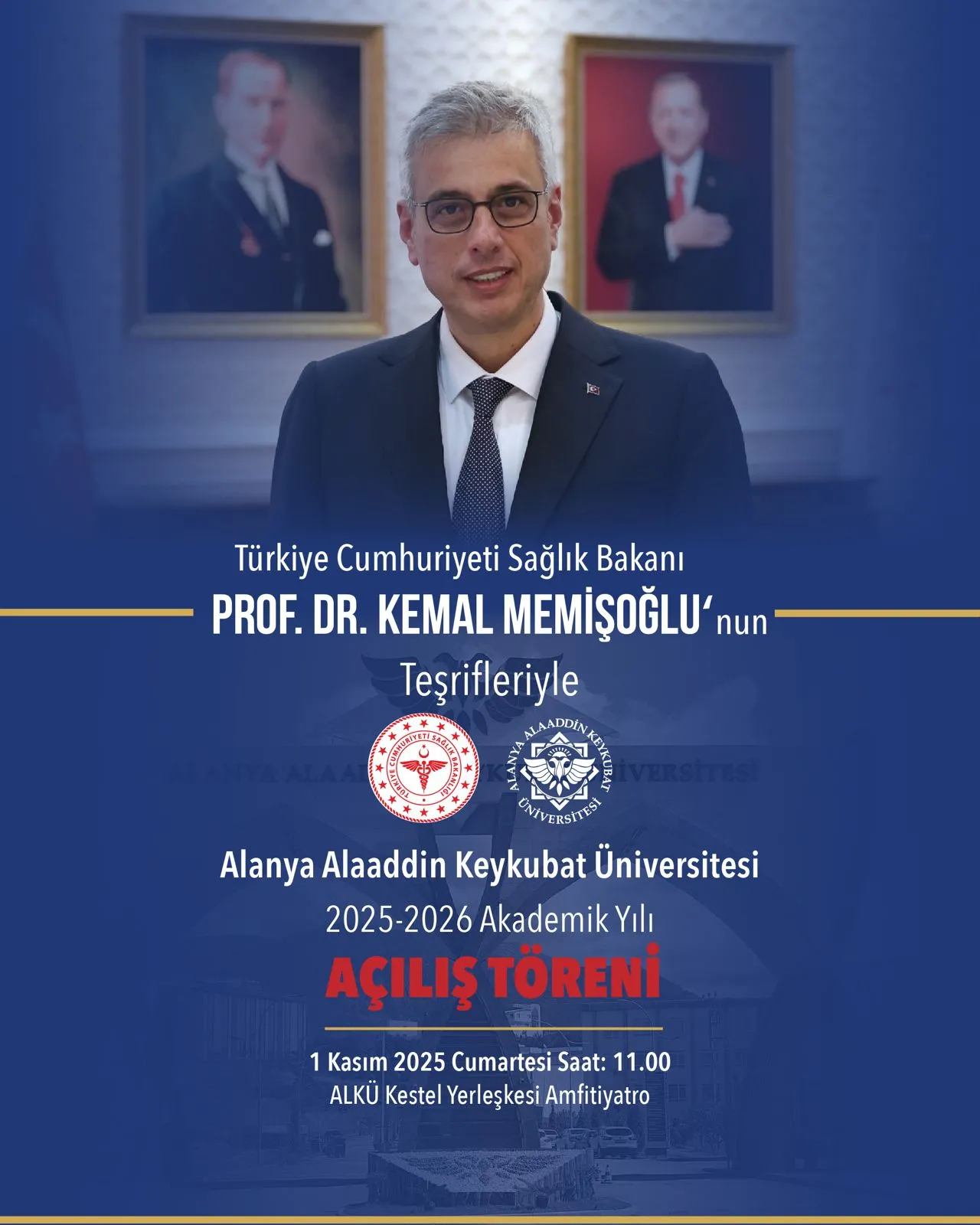SAĞLIK BAKANI MEMİŞOĞLU, ALKÜ AKADEMİK YILI AÇILIŞ TÖRENİ’NE KATILACAK 