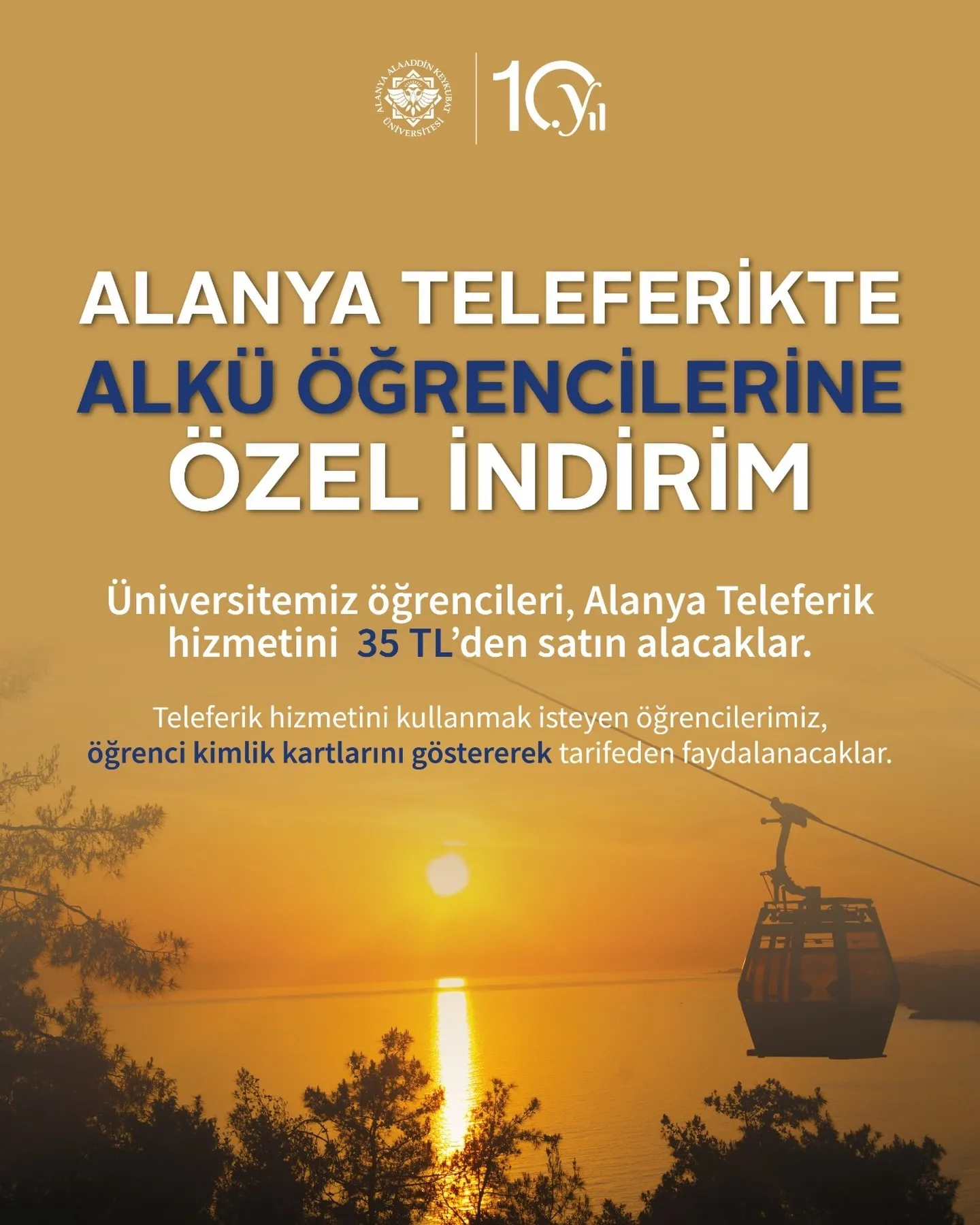 ALANYA TELEFERİKTE ALKÜ ÖĞRENCİLERİNE ÖZEL İNDİRİM 