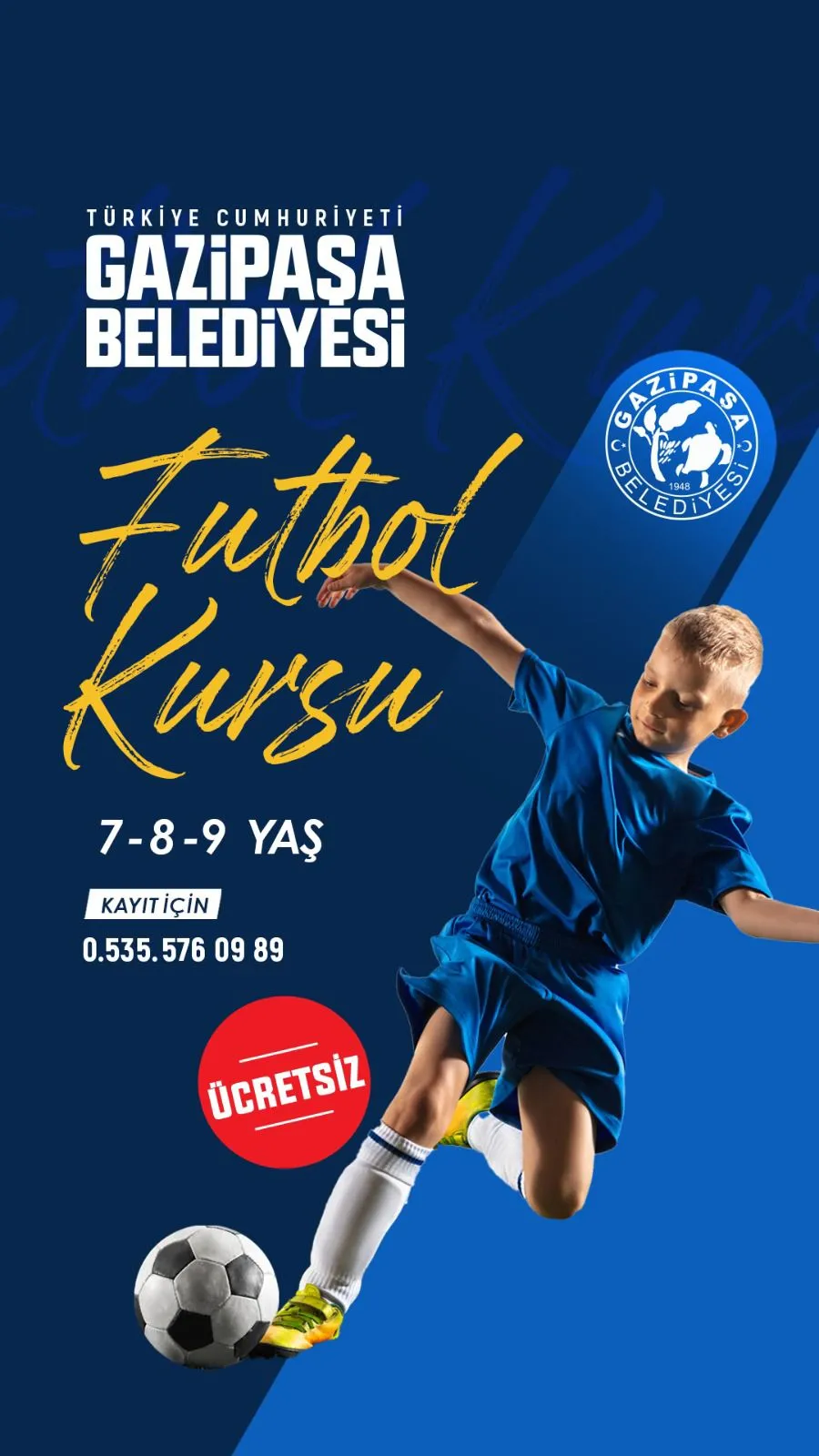 GAZİPAŞA BELEDİYESİ ÜCRETSİZ FUTBOL KURSLARI BAŞLIYOR