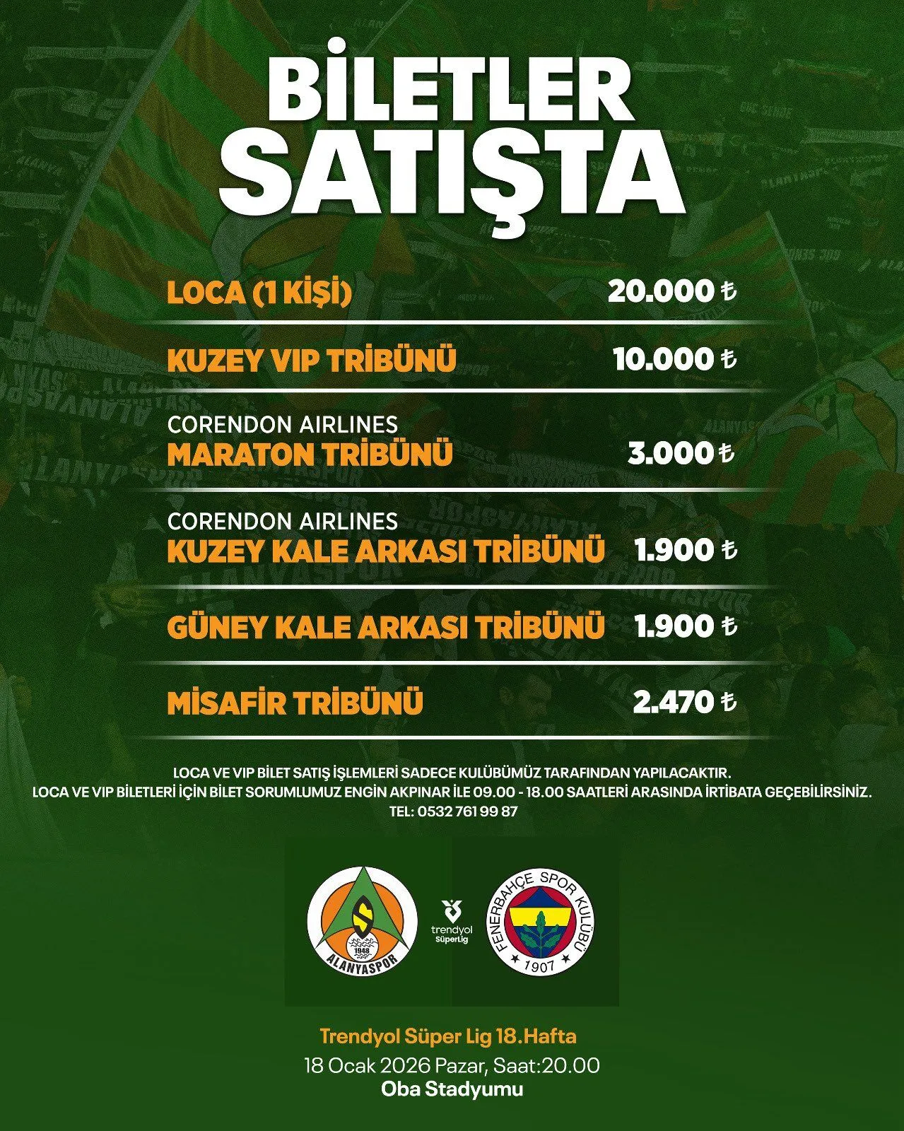 Alanyaspor - Fenerbahçe maçı biletleri satışta