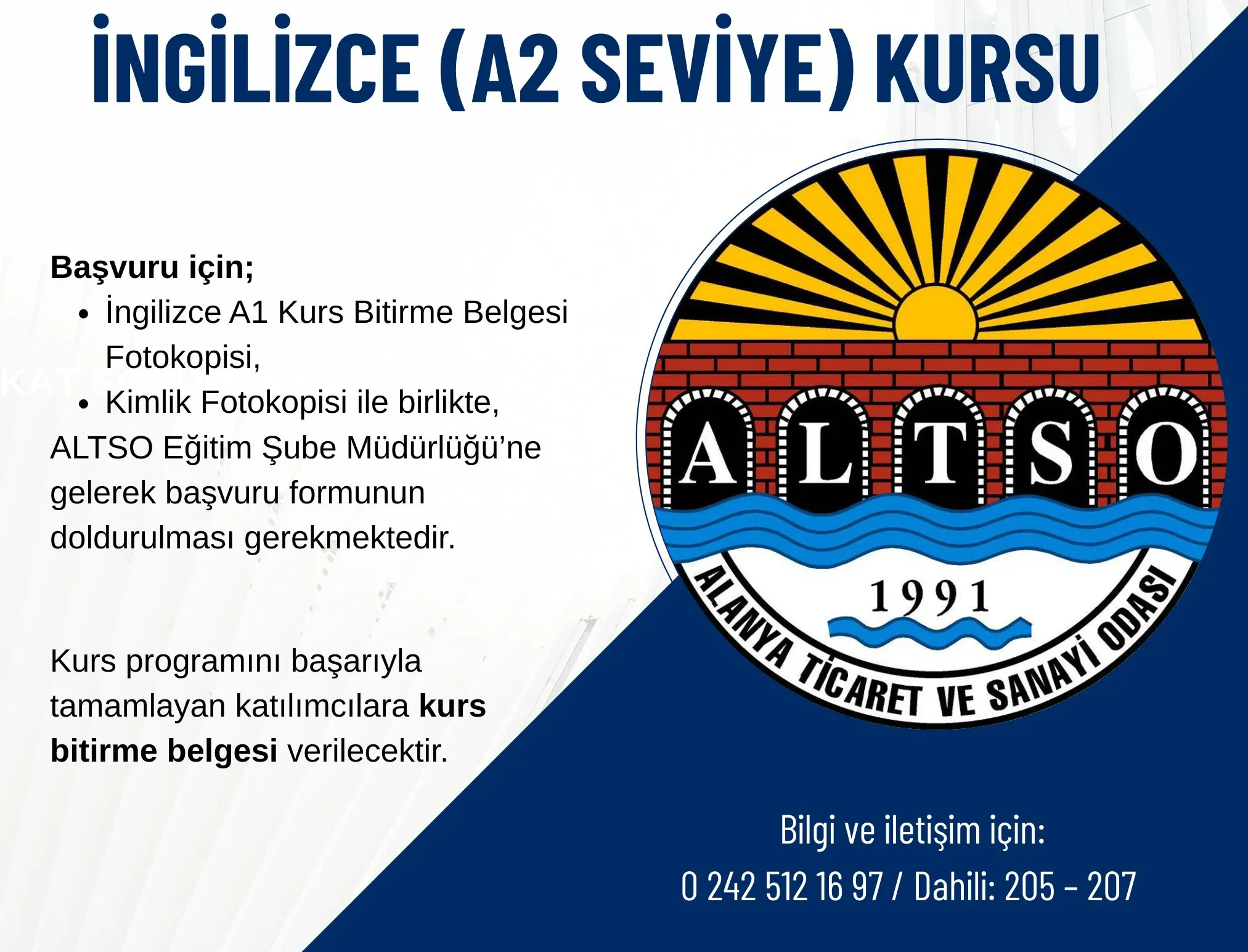 ALTSOdan İngilizce ve Almanca Kursu Desteği