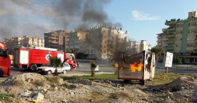 Dinek'te korkutan yangın