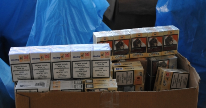 Kaçak sigaralar imha edildi